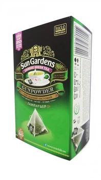 Чай зелений Sun Gardens Gunpowder 20 пірамідок — класичний терпкий смак та тонізувальний ефект