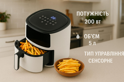 Аерофритюрниця Camry CR 6313 - 12 програм 5,0 L 2000 Вт 5 л (Пошальща)