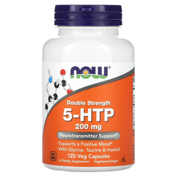 Гідрокситриптофан подвійної концентрації Now Foods, 5-HTP, 200 мг, 120 рослинних капсул