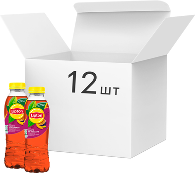 Упаковка холодного чорного чаю Lipton Тропічні фрукти-Манго-Маракуя 0.5 л х 15 пляшок (4823063127493)