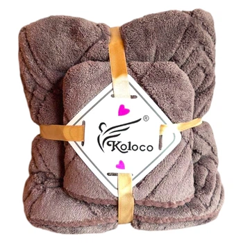 Набор полотенец Koloco микрофибра 70 х 140 + 35 х 75 см (41069) Коричневый
