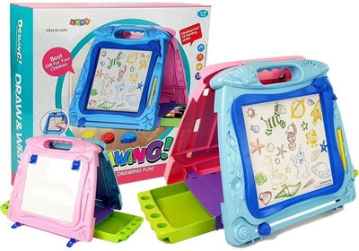 Магнітна дошка для малювання LEAN Toys двостороння, з маркерами і магнітами (5905214972431)