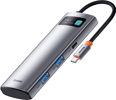 Hub USB Baseus Metal Gleam Series 7-in-1 USB-C to 2xUSB3.0/HDMI/USB Type-C/PD/SD/TF Grey (WKWG020113)