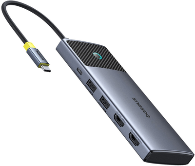 USB-хаб Baseus Metal Gleam Series II 7-in-1 USB-C to 2xUSB-A 3.2/USB 2.0/2xHDMI/USB Type-C/PD 100W Grey (B00061806813-00)
