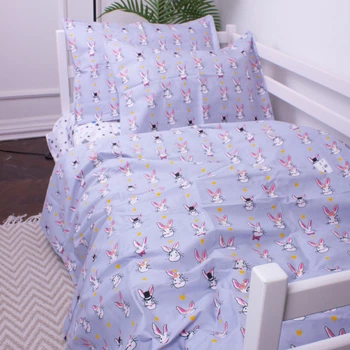 Комплект постільної білизни Mirson Полуторний 143х210 см Kids Time 17-0527 Bunnies Бязь (2200007074617)