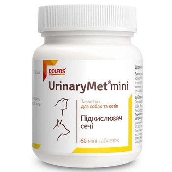Таблетки УринариМет для кошек и собак с проблемами мочеполовой системы Dolfos UrinaryMet mini 60 шт./уп. (5903772196351)