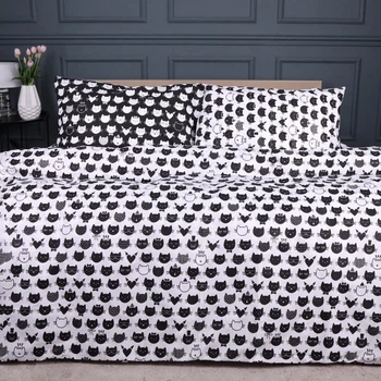 Комплект постільної білизни MirSon Полуторний 143х210 см 17-0673 Monochrome Meows Ranforce Elite (2200010185041)