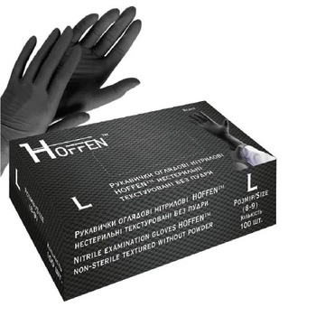 Рукавички нітрилові L Hoffen 3.5г нестерильні текстуровані б/п 50пар/уп Stenson HFN-13301L