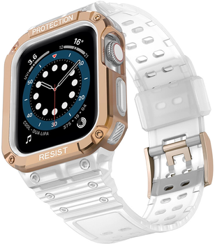 Ремінець із чохлом Hurtel Protect Strap Band для Apple Watch 42/44/45 мм Transparent/Rose Gold (9145576231708)