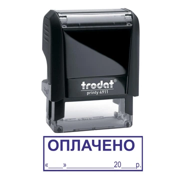 Штамп ОПЛАЧЕНО с местом для даты на автоматической оснастке Trodat 4911 размером 38х14 мм Чёрный (в рамке)