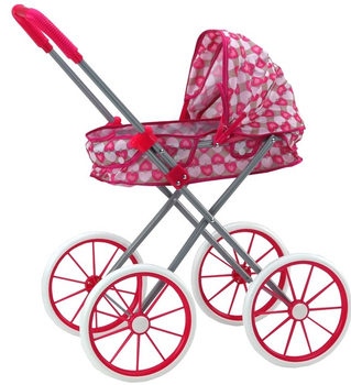Wózek dla lalek LEAN Toys duże koła składany serca różowe 17740 (5905991005902)