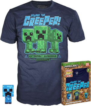 Подарунковий набір Funko Pocket Pop! & Tee Minecraft Charged Creeper Фігурка 4 см + Футболка Розмір M (889698604758)