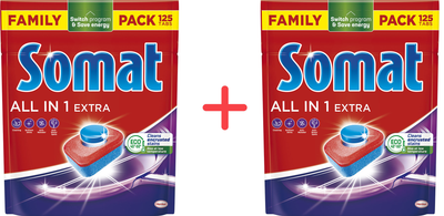 Упаковка таблеток для посудомийної машини Somat All in 1 Extra 125 шт + 125 шт (9000101809589/9000101809589)