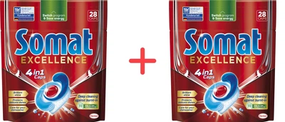 Упаковка таблеток для миття посуду в посудомийній машині Somat Exellence Екселенс 28 шт + 28 шт (9000101576139/9000101576139)