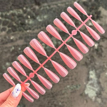 Камуфлирующие гелевые типсы для наращивания ногтей 24 шт ( Pink Стилет )