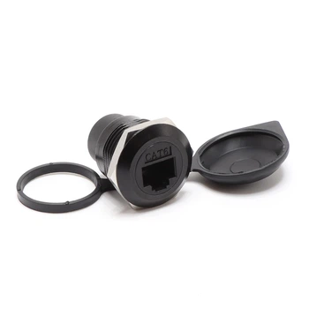 Разъем RJ-45 на корпус - B1021U-Z / круглый / IP65 / прямой / черный