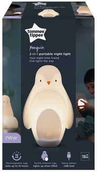 Дитячий нічник Tommee Tippee Пінгвін 2в1 акумуляторний TTP49100810 (5055531059848)