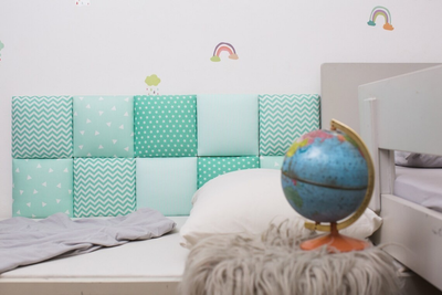 Мягкая хлопковая настенная панель для детской комнаты Comfy Walls 20 * 20 * 5 см серия Turquoise