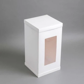 Коробка біла для тортів з вікном 300*300“600