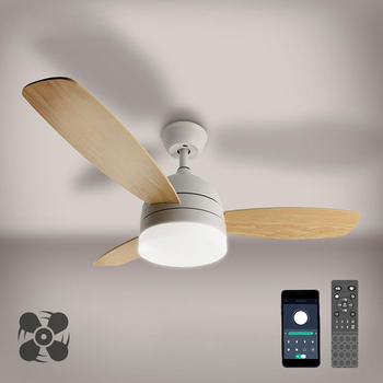 Люстра-вентилятор LUMINARIA FAN WOOD 48W+18W R APP 1060x390 WHITE/WOOD/WHITE 220V IP20 с пультом ДУ