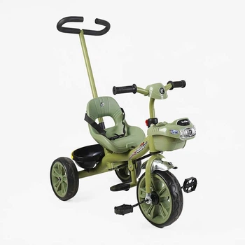 Детский трехколесный велосипед 10" Best Trike колеса EVA стальная рама световые и звуковые эффекты хаки укр BS-70240