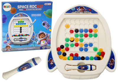 Мозаїка магнітна LEAN Toys Космічна ракета, 7 візерунків, стилус (5905991006350)