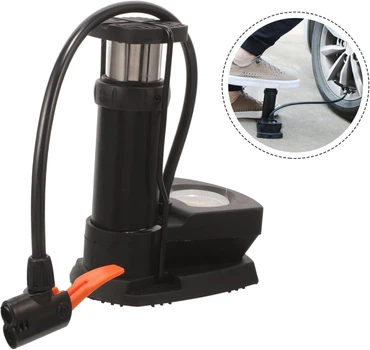 Ножной однопоршневой насос для накачки шин Mini Foot Pump, портативный насос с манометром Черный FPM-904-Black