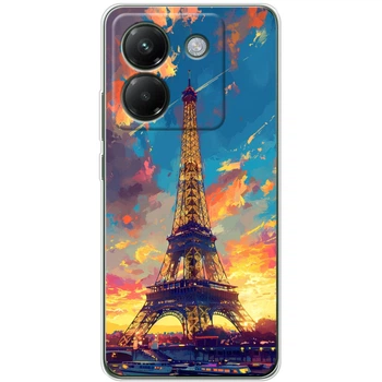 Силиконовый Чехол с Картинкой для Xiaomi Poco M7 Pro 5G Принт (Париж, Эйфелева Башня) (65788-ysm038)