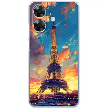 Силиконовый Чехол с Картинкой для Realme Note 60 Принт (Париж, Эйфелева Башня) (65791-ysm038)