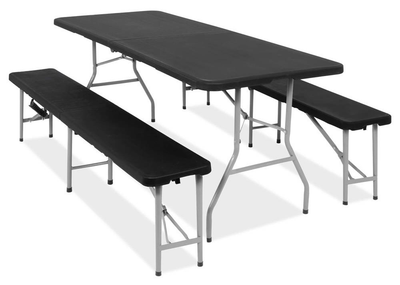 Zestaw cateringowy Springos Stół + ławki 180 x 74 x 74 cm GF0098 Czarny (5907719476117)