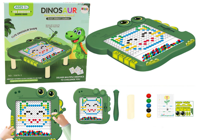 Мозаїка магнітна LEAN Toys Динозавр, зелена зі стилус і книжечкою зразків (5905991027959)