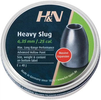 Пули пневматические H&N Slug HP Heavy кал. 6.35 мм. Вес - 2,46 г. 120 шт/уп