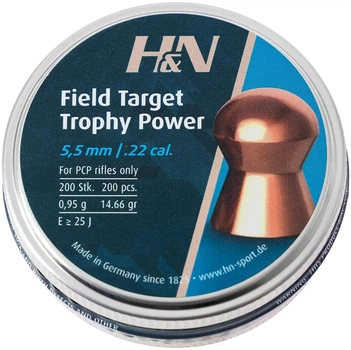 Пули пневматические H&N Field Target Trophy Power. Кал. 5.5 мм. Вес - 0.95 г. 200 шт/уп
