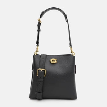 Сумка кросс-боди через плечо женская из натуральной кожи средняя Coach Polished Pebble Leather Willow BG-COA-35 Черная (195031197024)