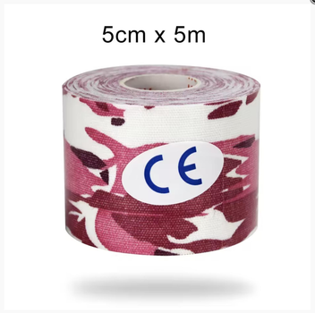 Тейп Кінезіо 5 см, кінезіологічна стрічка Kinesiology Tape Sportstape Sport & Therapy, 5 см, камуфляж рожевий