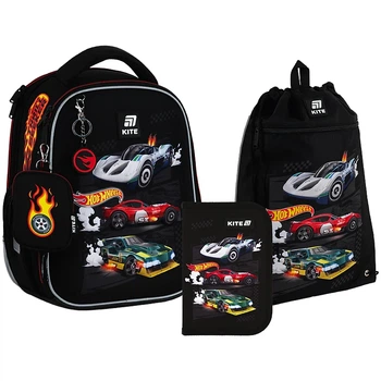 Шкільний набір Kite Education Hot Wheels SET_HW25-555S (рюкзак, пенал, сумка)
