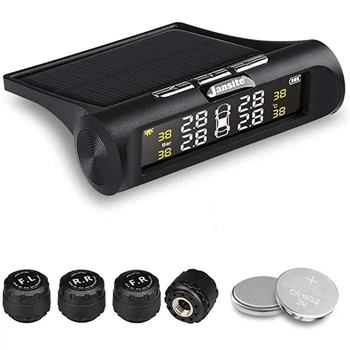 Система контролю тиску в шинах TPMS, з сонячною зарядкою, 4 зовнішні датчики, LCD дисплей, USB, моніторинг температури та тиску