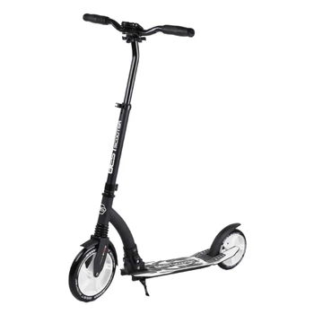 Самокат двоколісний "Best Scooter", з PU колесами, амортизатором, широким кермом, затискачем для керма. Black and White (100069)