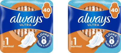 Упаковка Гігієнічних прокладок Always Ultra Normal Розмір 1 40 шт + 40 шт (8006540211380_1)