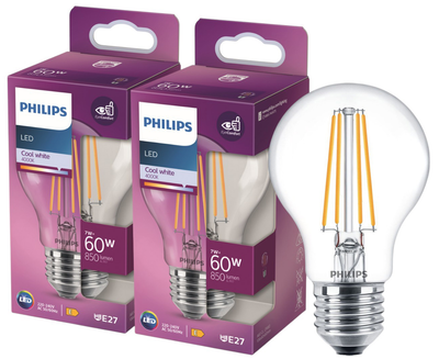 Світлодіодна лампа Philips LED classic 60W A60 E27 4000K 2 шт