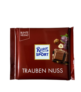 Шоколад Ritter Sport Trauben Nuss молочний з подрібненим фундуком та родзинками 100 г (57567)
