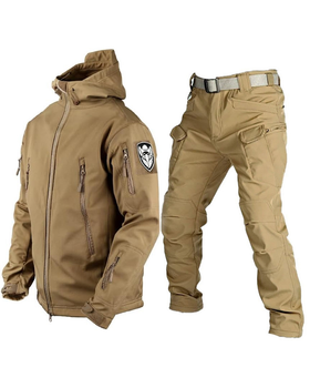 Чоловіча Форма Gwild SoftShell на флісі Куртка з капюшоном + Штани койот розмір XL