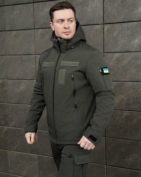 Куртка Pobedov Motive Soft Shell з липучками під шеврони + ПОДАРУНОК шеврони прапор України хакі розмір 3XL