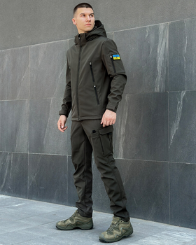 Костюм Pobedov SoftShell Куртка Motive та Штани Static хакі + ПОДАРУНОК Шеврон прапор України розмір S