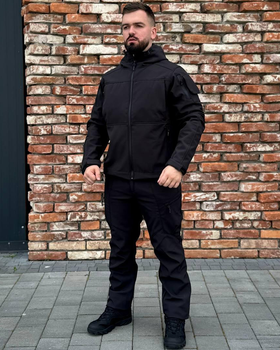 Форма Police SoftShell на флісі Куртка з капюшоном + Штани чорна розмір L