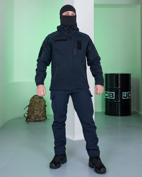Форма Softshell на флісі Куртка з липучками під шеврони + Штани темно-синя розмір XS