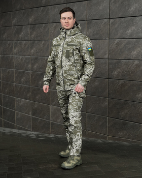 Форма Pobedov Куртка Motive B2 з капюшоном та Штані-Карго Static + ПОДАРОК ​​Шеврон флаг України піксель розмір L