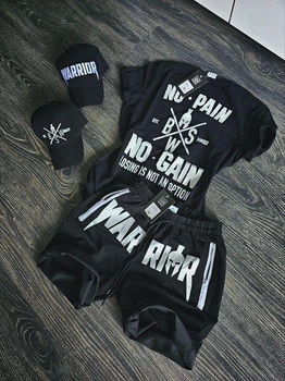 Комплект футболка плюс шорти BRAVE NO PAIN NO GAIN,чорні XL
