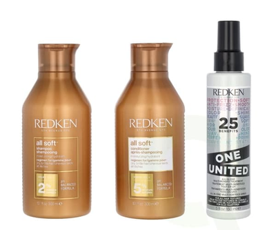 Набір по догляду за волоссям Redken All Soft Шампунь 300 мл + Кондиціонер 300 мл + Спрей 150 мл (3665831100496)