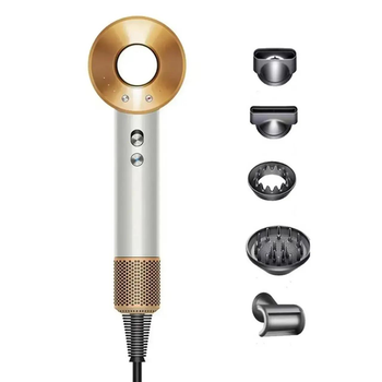 Фен для волос Leafless hair dryer 5в1 1600 Вт 1,5m с 5 насадками и функцией быстрой сушки для укладки Золотой